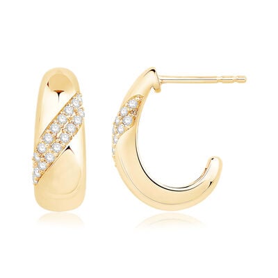 Diamond Hoop Earrings in 10k Yellow Gold